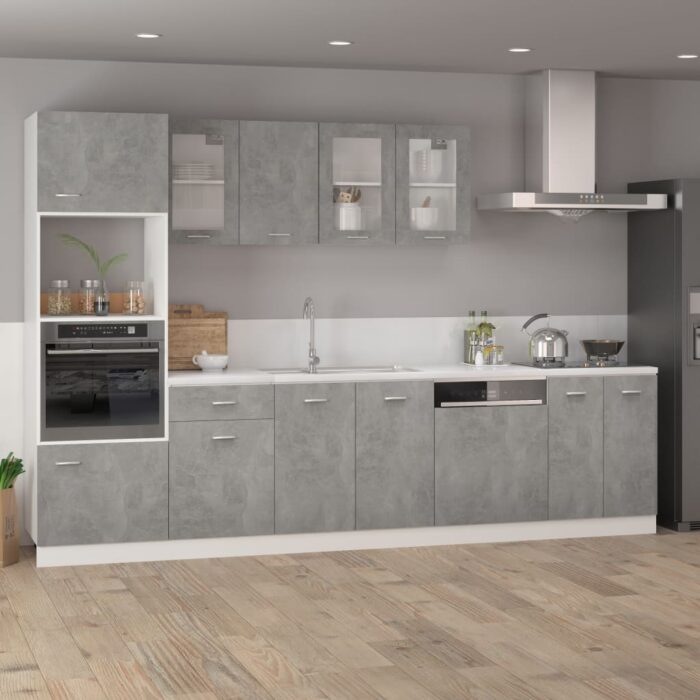 Armoire de plancher "Lyon" Gris béton Bois d’ingénierie – Image 2