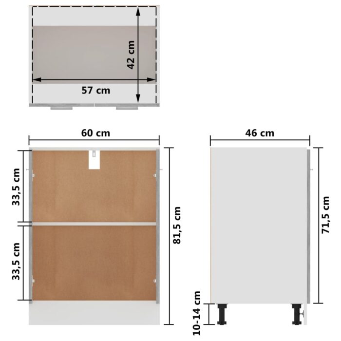 Armoire de plancher "Lyon" Gris béton Bois d’ingénierie – Image 9