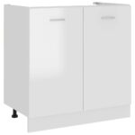 Armoire de plancher d'évier Blanc brillant Bois d’ingénierie