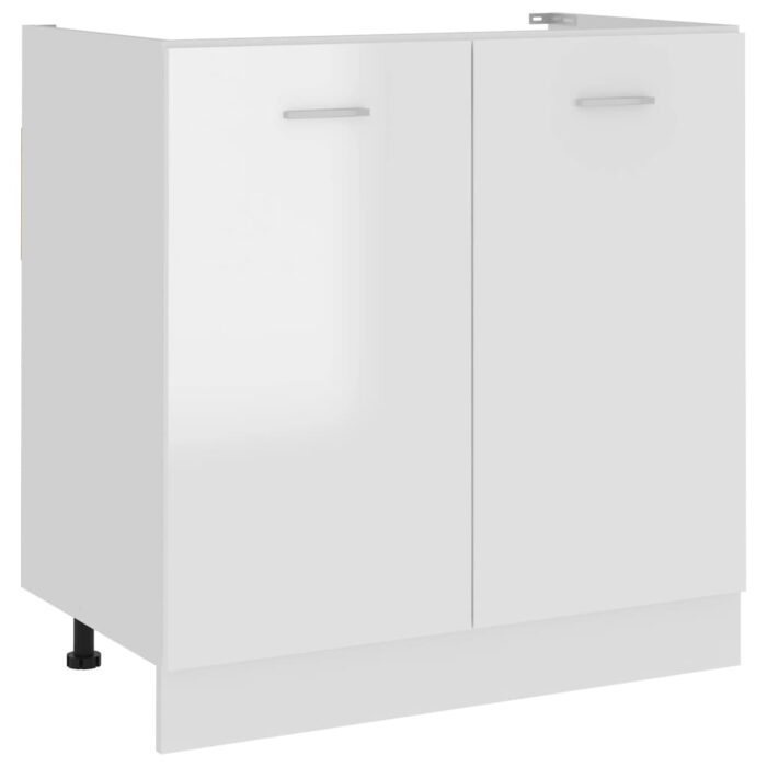 Armoire de plancher d'évier Blanc brillant Bois d’ingénierie – Image 1