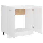 Armoire de plancher d'évier Blanc brillant Bois d’ingénierie – Image 4