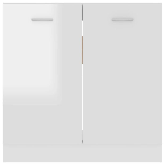 Armoire de plancher d'évier Blanc brillant Bois d’ingénierie – Image 5