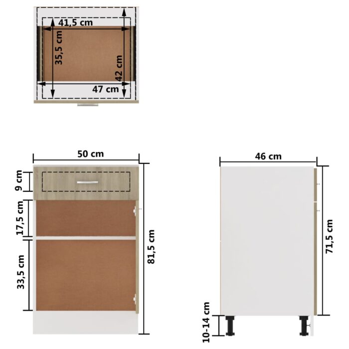 Armoire de plancher à tiroir "Lyon" Chêne sonoma – Image 8