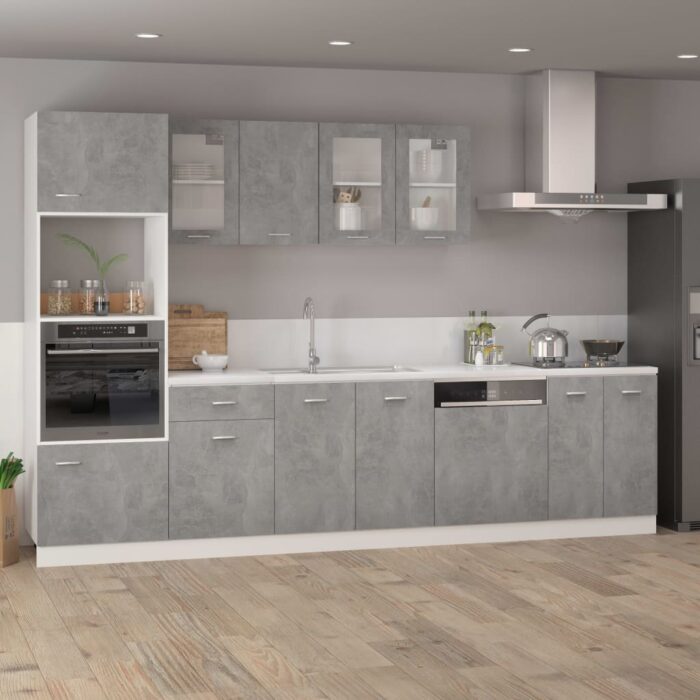 Armoire de plancher à tiroir Gris béton Bois d’ingénierie – Image 2