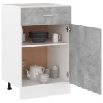 Armoire de plancher à tiroir Gris béton Bois d’ingénierie – Image 3