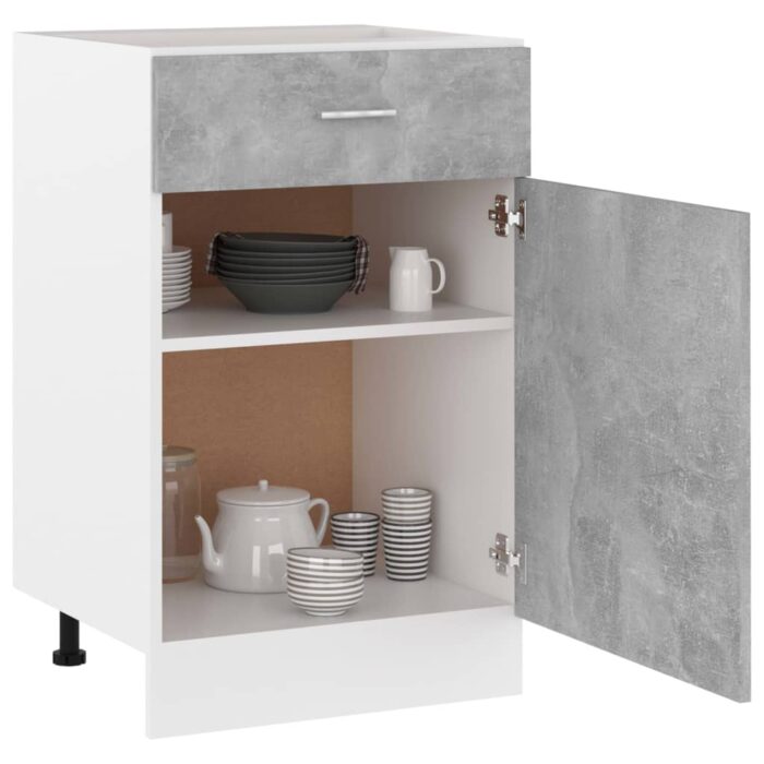 Armoire de plancher à tiroir Gris béton Bois d’ingénierie – Image 3
