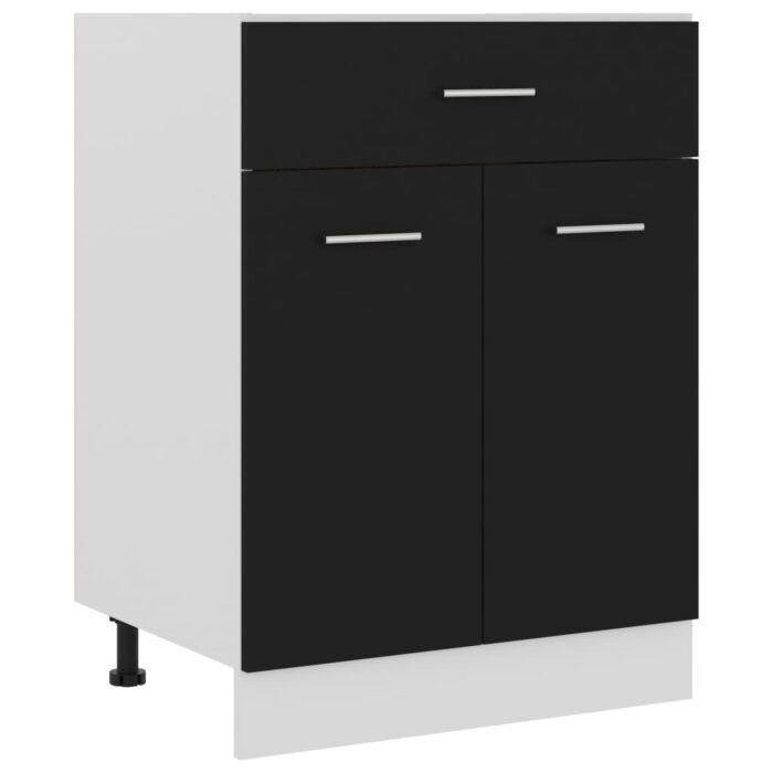 Armoire de plancher à tiroir Noir 60x46x81,5 cm Bois ingénierie – Image 1