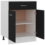Armoire de plancher à tiroir Noir 60x46x81,5 cm Bois ingénierie – Image 3