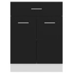 Armoire de plancher à tiroir Noir 60x46x81,5 cm Bois ingénierie – Image 4