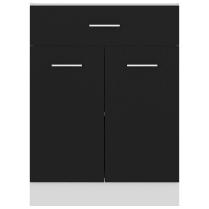 Armoire de plancher à tiroir Noir 60x46x81,5 cm Bois ingénierie – Image 4