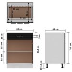 Armoire de plancher à tiroir Noir 60x46x81,5 cm Bois ingénierie – Image 8