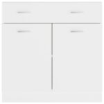 Armoire de plancher à tiroir Blanc 80x46x81,5cm Bois ingénierie – Image 5