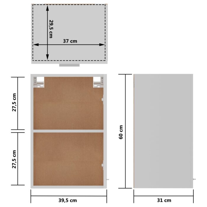 Armoire suspendue Blanc 39,5x31x60 cm Bois d'ingénierie – Image 8