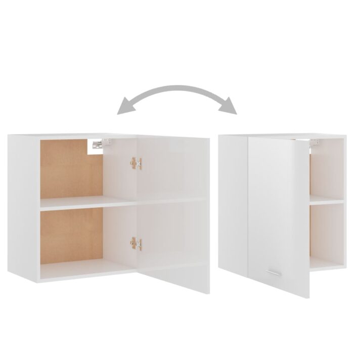 Armoire suspendue Blanc brillant 50x31x60 cm Bois d'ingénierie – Image 4