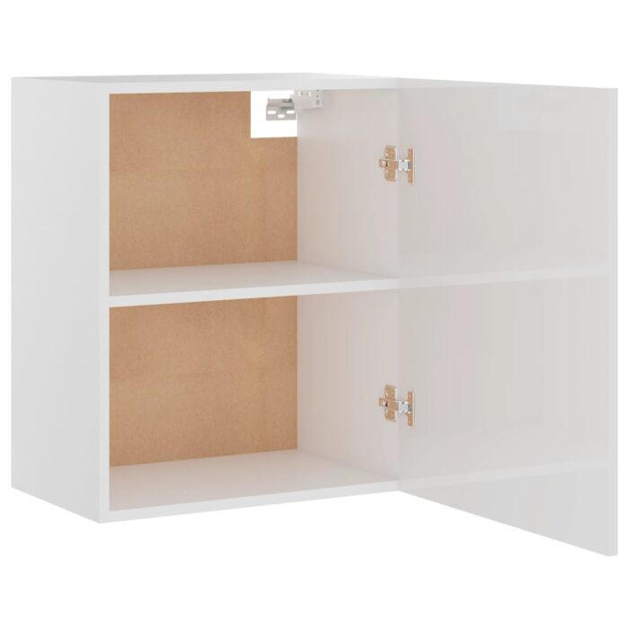 Armoire suspendue Blanc brillant 50x31x60 cm Bois d'ingénierie – Image 5