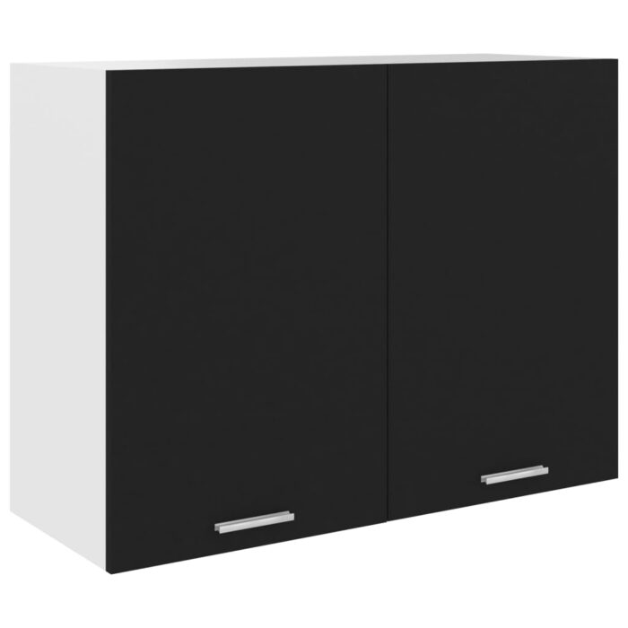 Armoire suspendue "Lyon" Noir 80x31x60 cm Bois d’ingénierie – Image 1