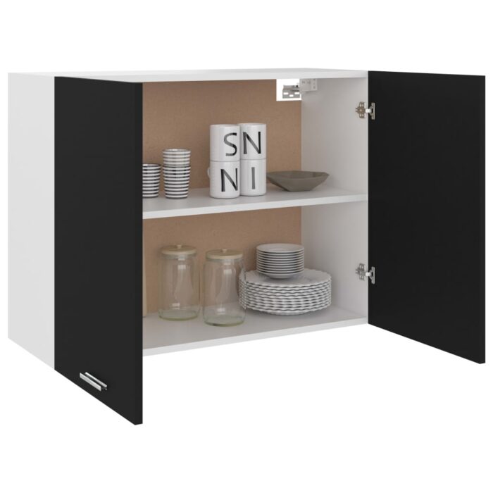 Armoire suspendue "Lyon" Noir 80x31x60 cm Bois d’ingénierie – Image 3