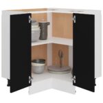 Armoire de plancher d'angle noir 75,5x75,5x81,5 cm bois – Image 2