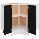 Armoire de plancher d'angle noir 75,5x75,5x81,5 cm bois – Image 3