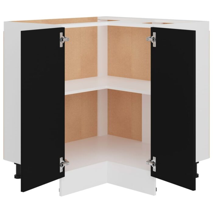 Armoire de plancher d'angle noir 75,5x75,5x81,5 cm bois – Image 3