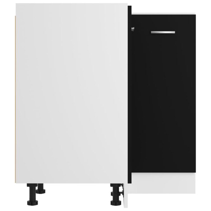 Armoire de plancher d'angle noir 75,5x75,5x81,5 cm bois – Image 4