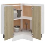 Armoire de plancher d'angle chêne sonoma 75,5x75,5x81,5 cm bois – Image 2