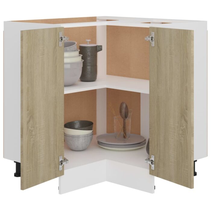 Armoire de plancher d'angle chêne sonoma 75,5x75,5x81,5 cm bois – Image 2