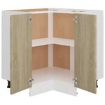 Armoire de plancher d'angle chêne sonoma 75,5x75,5x81,5 cm bois – Image 3