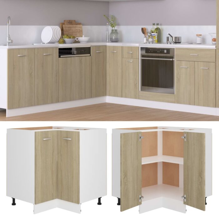 Armoire de plancher d'angle chêne sonoma 75,5x75,5x81,5 cm bois – Image 1