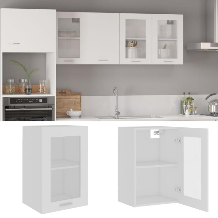 Armoire en verre suspendue "Lyon" Blanc 40x31x60 cm – Image 1