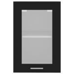 Armoire en verre suspendue Noir 40x31x60 cm Bois d'ingénierie – Image 5