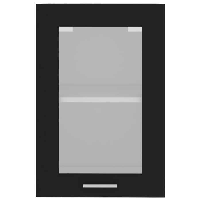 Armoire en verre suspendue Noir 40x31x60 cm Bois d'ingénierie – Image 5