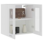 Armoire en verre suspendue Blanc 60x31x60 cm Bois ingénierie – Image 2