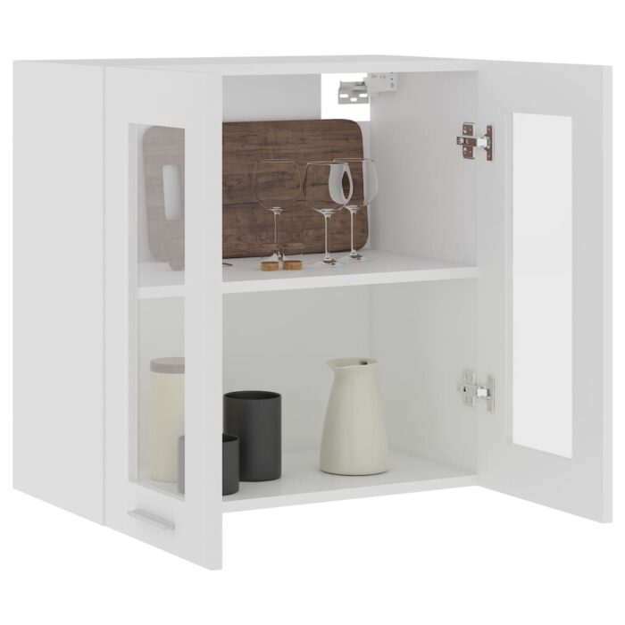 Armoire en verre suspendue Blanc 60x31x60 cm Bois ingénierie – Image 2