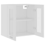 Armoire en verre suspendue Blanc 60x31x60 cm Bois ingénierie – Image 3