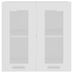 Armoire en verre suspendue Blanc 60x31x60 cm Bois ingénierie – Image 4