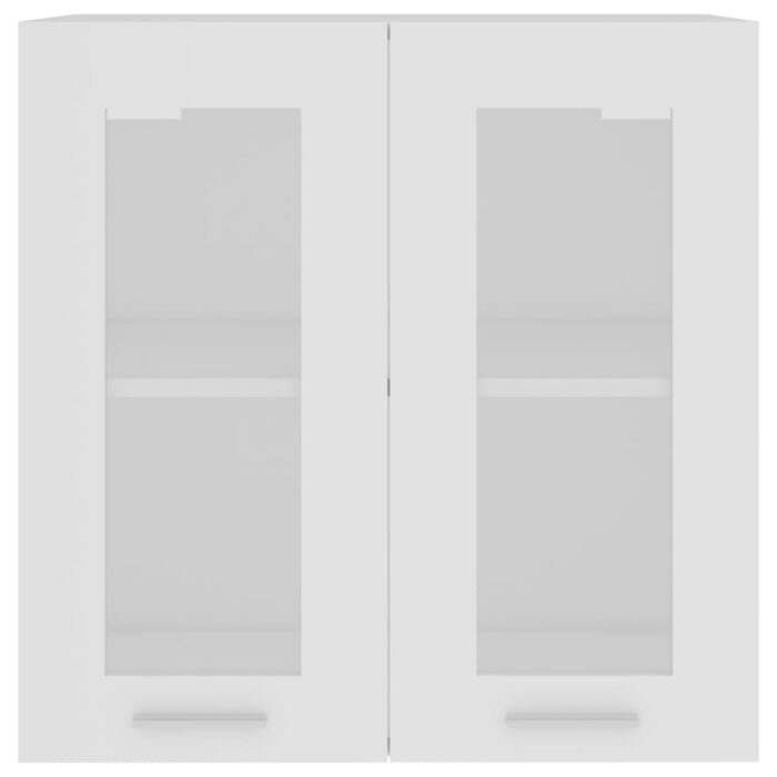 Armoire en verre suspendue Blanc 60x31x60 cm Bois ingénierie – Image 4