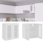 Armoire en verre suspendue Blanc 60x31x60 cm Bois ingénierie