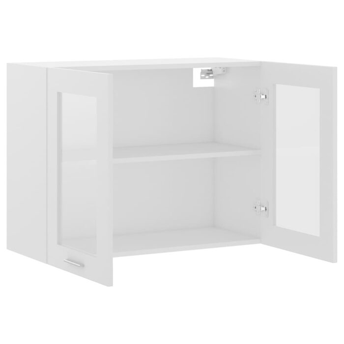 Armoire en verre suspendue Blanc 80x31x60 cm Bois d'ingénierie – Image 3