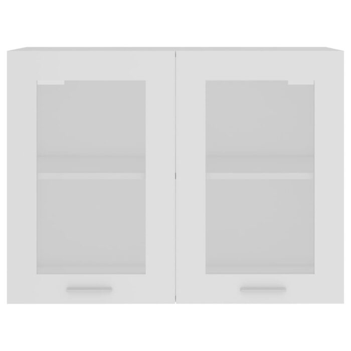 Armoire en verre suspendue Blanc 80x31x60 cm Bois d'ingénierie – Image 4