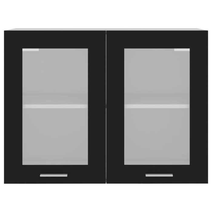 Armoire en verre suspendue "Lyon" Noir 80x31x60 cm – Image 4