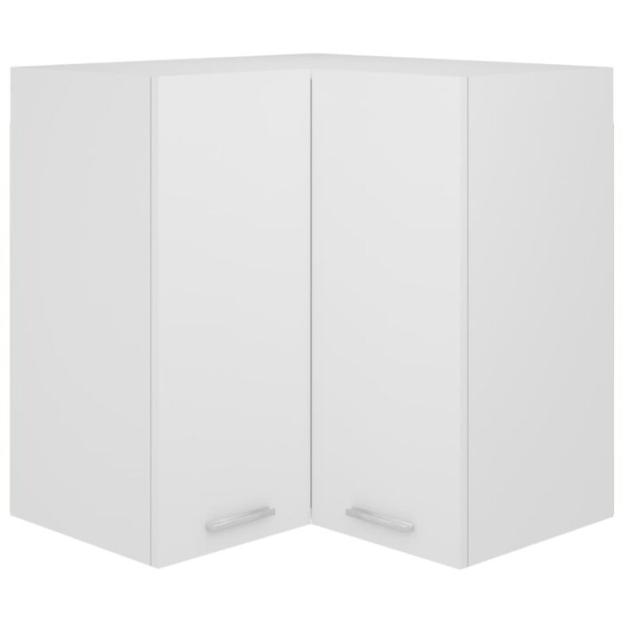 Armoire d'angle suspendue Blanc 57x57x60 cm Bois – Image 1
