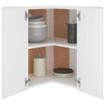 Armoire d'angle suspendue Blanc 57x57x60 cm Bois – Image 3