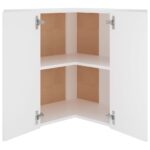 Armoire d'angle suspendue Blanc 57x57x60 cm Bois – Image 4