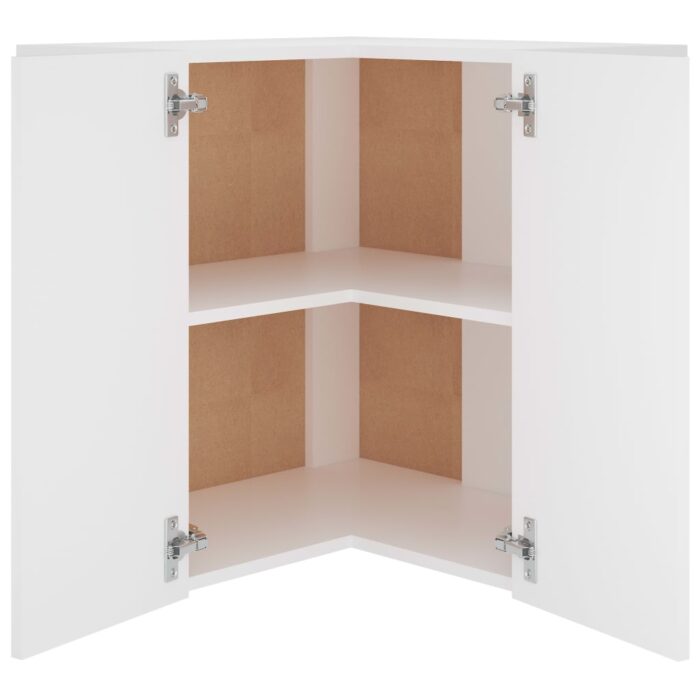 Armoire d'angle suspendue Blanc 57x57x60 cm Bois – Image 4