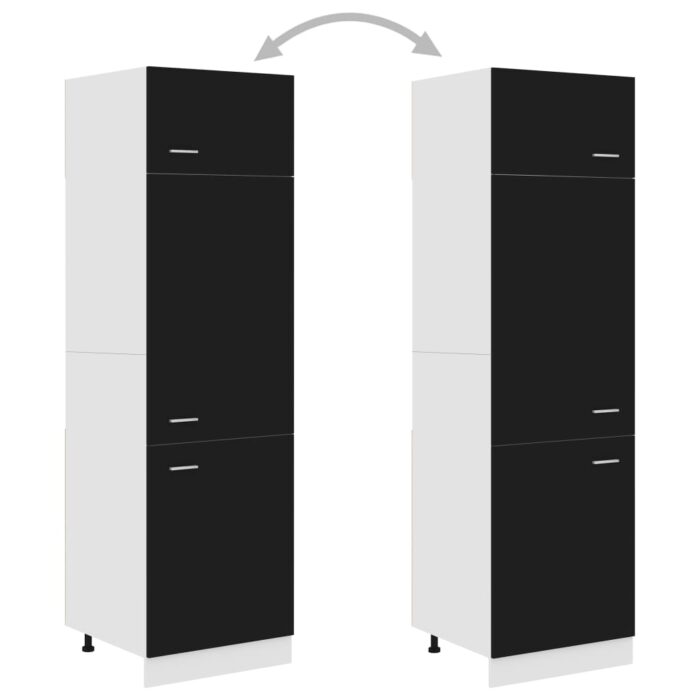 Armoire réfrigérateur "Lyon" Noir Bois d'ingénierie – Image 2