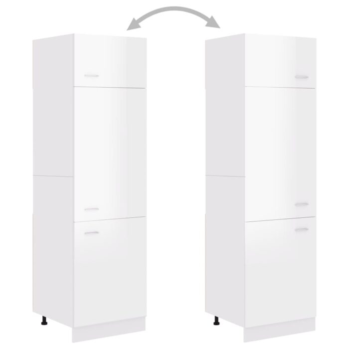 Armoire de réfrigérateur Blanc brillant Bois d’ingénierie – Image 2