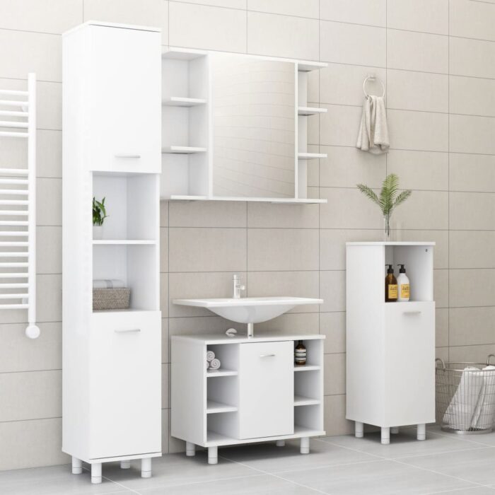 Armoire de salle de bain Blanc 30x30x95 cm Bois d'ingénierie – Image 2