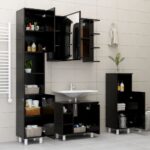 Armoire de salle de bain Noir 30x30x95 cm Aggloméré – Image 3