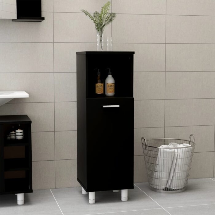 VXL8720286133613_m_en_hd_1.jpg Armoire de salle de bain Noir 30x30x95 cm Aggloméré – Image 1